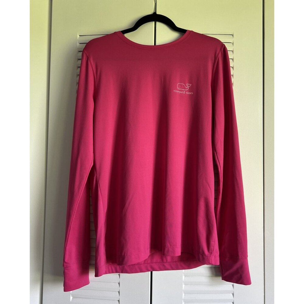 Vineyard Vines Women's Performance Long Sleeve Shirt W/ Thumb Holes Pink M